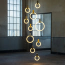 DecorBites™ LED Wooden Staircase Chandelier Ceiling Lights - Modern Hanging Pendant Lamps