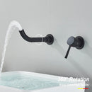 DecorBites™ Gold Brass Bathroom Faucet with Modern Lever Handle, Wall Mount Sink Tap