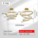 DecorBites™ Golden Crystal Chandelier: Nordic Modern Luxury LED Hanging Halo for Living Room