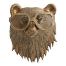 Bronzed Resin Animal Head Sculpture with Glasses Bear Statue Wall Decor  3D Animal Home Halloween Decor