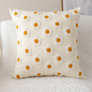 DecorBites™ Embroidered Flora Cotton Canvas Pillow Cover 30x50cm Yellow Zigzag Sham