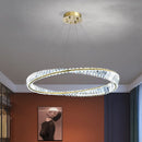 DecorBites™ Gold Plated Steel Ring Pendant Lamp with Dimmable LED Lights and K9 Crystals