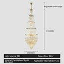 DecorBites™ Crystal Hollow Long Chandelier: Elegant Duplex Villa Hall Lighting
