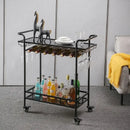 DecorBites™ Drinks Trolley Wine Rack Bar Cart Glass Cup Holder Kitchen Dining Black Gold