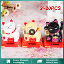 2~20PCS Wealth Waving Cat Chinese Lucky Cat Beckoning Solar Powered Small Size Crafts Home Desktop Ornaments Car Decoration