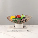 DecorBites™ Coral Disc Pedestal | Metal Tray Marble Base Fruit Plate Gold Compote