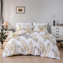 DecorBites™ Gold Print Queen Duvet Set with 2 Pillowcases - Soft & Stylish Bedding Solution