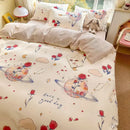 DecorBites™ Double-Sided Floral Print Cotton Bedding Set - Queen Size Soft Duvet Cover Set
