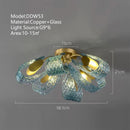 DecorBites™ LED Art Deco Blue Peacock Leaf Copper Ceiling Chandelier for Living Room