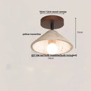 DecorBites™ Japan Style LED Ceiling Light Yellow Travertine Stone Wood Base Bedroom Luminaire
