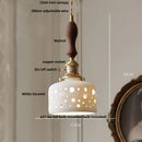 DecorBites™ Brown Wood LED Pendant Light - Nordic Modern White Ceramic Hanging Lamp