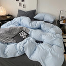 Modern gray comforter cover set with geometric throw bedroom bedding