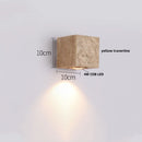 DecorBites™ LED Wall Light: Nordic Modern Design with White Glass & Yellow Travertine Wood