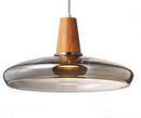 DecorBites™ Glass Lampshade Pendant Light, Wooden Hanging Suspension, Retro American Design