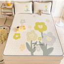 Beige & red cartoon pattern latex mattress bedroom quilted bed sheets