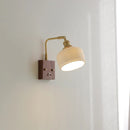 DecorBites™ Ceramic LED Wall Light Fixture White Copper Walnut Ash Bedside Lamp