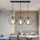 DecorBites™ Geometric LED Chandelier: Modern Metal Frame Light for Dining Room or Bedroom