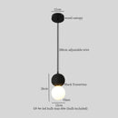 DecorBites™ Glass Ball LED Pendant Lights Black Travertine Wabi Sabi Hanging Lamp