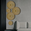 DecorBites™ Geometric Golden Metal Wall Hanging Round Ornaments - Room Decoration Accessories