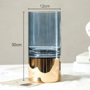 DecorBites™ Gold Glass Vase Clear Desk Decor Hydroponic Floral Arrangement Bud Flower Pot