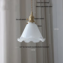 DecorBites™ Amber Glass LED Pendant Lamp Walnut Wood Copper Hanging Light
