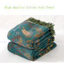 DecorBites™ Cotton Gauze Non-Slip Sofa Blanket: Double-Sided Jacquard, Yarn-Dyed, Four Seasons Quality