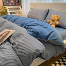 DecorBites™ Japanese Grid Printed Cotton Bedding Set in Queen/King for Cozy Sleep