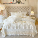 DecorBites™ Korean Princess Style Quilted Bedding Set with Lace Ruffles 200x230cm