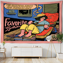 DecorBites™ Cute Girl Cartoon Tapestry Wall Hanging for Kawaii Aesthetics Room Decor