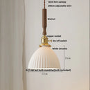 DecorBites™ Ceramic Walnut Wood Pendant Light Fixture - Adjustable LED Lamparas for Study Aisle