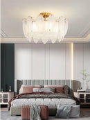 DecorBites™ Glass Feather Chandelier: Luxury Art Decor Ceiling Chandelier for Living Dining Room