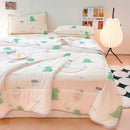 Teal & cream zigzag cool summer blanket set bedroom quilt