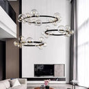 DecorBites™ Black Glass Ring Pendant Light - Nordic Style LED Chandelier for Home Decor