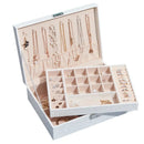 DecorBites™ Leather Jewelry Storage Box Necklace Bracelet Ring Organizer