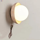 DecorBites™ LED Wall Light: Nordic Modern Design with White Glass & Yellow Travertine Wood