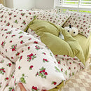 DecorBites™ Cotton Flower Printed Comforter Set: Breathable Double-Layer Yarn, Soft Bedding for Girls