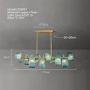 DecorBites™ LED Art Deco Blue Peacock Leaf Copper Ceiling Chandelier for Living Room