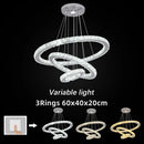 DecorBites™ Crystal Chrome LED Pendant Light Rings Chandelier for Living Room Bedroom