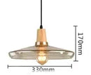 DecorBites™ Glass Lampshade Pendant Light, Wooden Hanging Suspension, Retro American Design