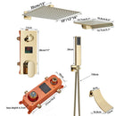 DecorBites™ Gold Digital Display Shower Set with Rainfall Head - Waterfall Bath Shower System