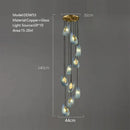 DecorBites™ LED Art Deco Blue Peacock Leaf Copper Ceiling Chandelier for Living Room