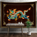 DecorBites™ Golden Dragon Totem Carving Tapestry: Mysterious Psychedelic Wall Hanging