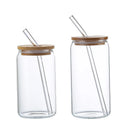 DecorBites™ Glass Drink Cup with Bamboo Lid - High Borosilicate Glass Tea Juice Coffee Mug