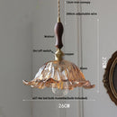 DecorBites™ Green Glass LED Pendant Lights with Walnut Wood Hanging Lamp
