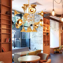 DecorBites™ Gold Trumpet Pendant Multi-Head Chandeliers: Modern Creative Horn Floor Lights