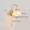 DecorBites™ Glass Wood LED Wall Lights Decor for Bedroom Living Room Coffee Mirror Bedside Lamp