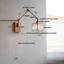 DecorBites™ LED Wall Lamp Rotatable Glass Walnut Swing Arms Hallway Stair Light