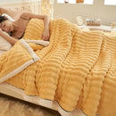 DecorBites™ Cozy Rabbit Plush Blanket: Soft Striped Warm Sofa Throw, Absorbent Breathable Nap Blanket