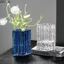 DecorBites™ Clear Ice Vase for Hydroponic Flowers Desk Decor Bouquets Minimalist Floral Arrangement Modern Glass Pot
