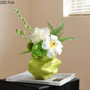 DecorBites™ Green Ceramic Vase: Unique Plant Pot for Stylish Room Decor